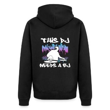 DJ Geschenk Musik Discjockey Disco Techno Rave - Unisex Premium Bio Zip Hoodie - Schwarz - Hinten - Nico (187cm)