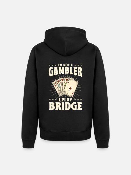 Jeg er ikke en spiller og spiller bridge - Premium økologisk unisex-hettejakke - svart