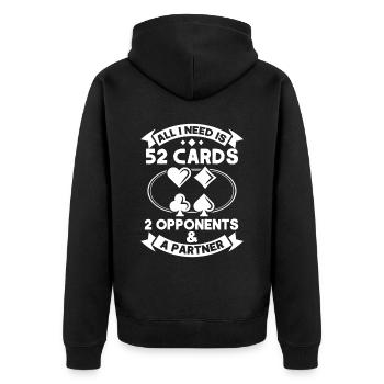 J’ai besoin de 52 cartes 2 partenaires adverses - Veste à capuche bio Premium Unisexe - noir - Dos - Nico (187cm)