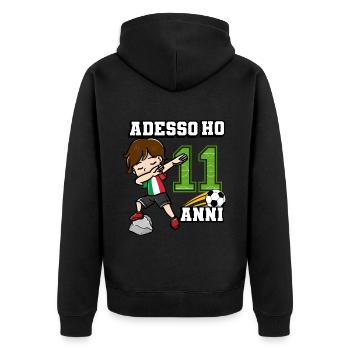 Soccer Boy It's My 11 Birthday Italienische - Unisex Premium Bio Zip Hoodie - Schwarz - Hinten - Nico (187cm)