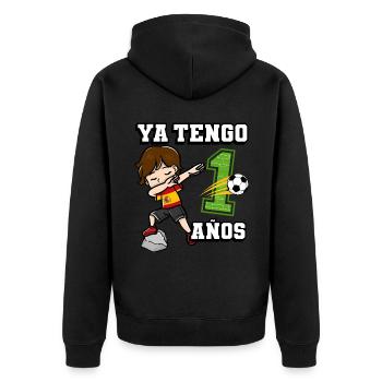 Fußball Junge Es Ist Mein 1 Geburtstag Spanische - Unisex Premium Bio Zip Hoodie - Schwarz - Hinten - Nico (187cm)