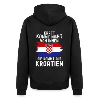 Kroatien Tshirt - Unisex Premium Bio Zip Hoodie - Schwarz - Hinten - Nico (187cm)
