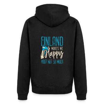 Finnland Geschenk Urlaub Lappland Heimat Finne - Unisex Premium Bio Zip Hoodie - Schwarz - Hinten - Nico (187cm)