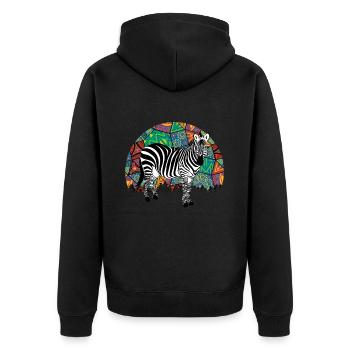 Zebra Africa Horse Hipster Gift Animal Stripe - Veste à capuche bio Premium Unisexe - noir - Dos - Nico (187cm)