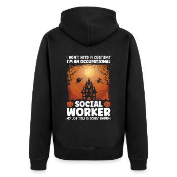 Je suis un travailleur social professionnel - Veste à capuche bio Premium Unisexe - noir - Dos - Nico (187cm)