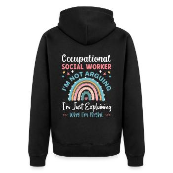 Occupational Worker I Am Not Arguing - Unisex Premium Bio Zip Hoodie - Schwarz - Hinten - Nico (187cm)