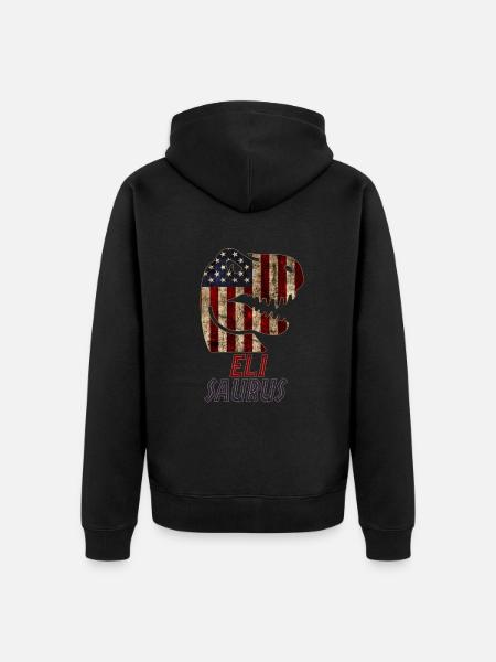Patriotic Eli Dinosaur Elisaurus - Unisex Premium Bio Zip Hoodie - Schwarz