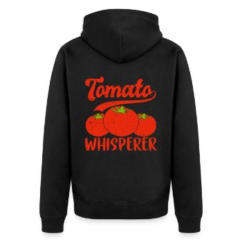 Tomate - Unisex Premium Bio Zip Hoodie - Schwarz - Hinten - Nico (187cm)