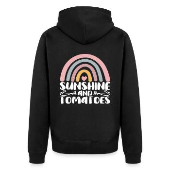 Tomate - Unisex Premium Bio Zip Hoodie - Schwarz - Hinten - Nico (187cm)