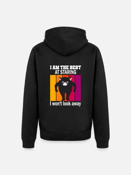 Staring Cat - Cats Staring - Unisex Premium Organic Zip Hoodie - black