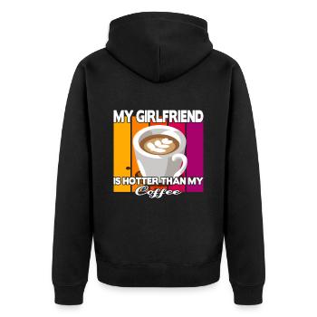 My Girlfriend is hotter than my Coffee - Unisex Premium Organic Zip Hoodie - black - Back - Nico (187cm)