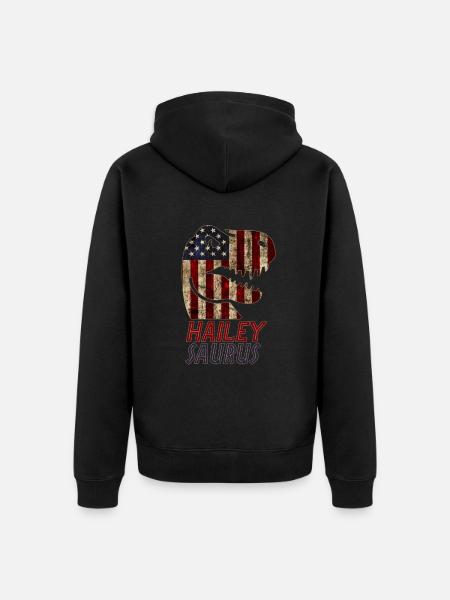 Patriotic Hailey Dinosaur Haileysaurus - Unisex Premium Bio Zip Hoodie - Schwarz