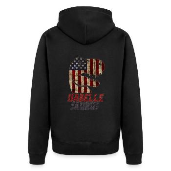 Patriotic Isabelle Dinosaur Isabellesaurus - Unisex Premium Organic Zip Hoodie - black - Back - Nico (187cm)