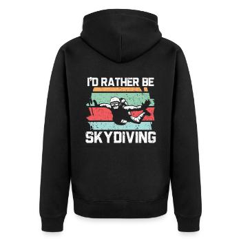 Ich wäre lieber Fallschirmspringer Fallschirmspringer - Unisex Premium Bio Zip Hoodie - Schwarz - Hinten - Nico (187cm)