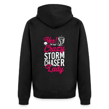 Storm Chaser Hurricane Meteorology - Unisex Premium Bio Zip Hoodie - Schwarz - Hinten - Nico (187cm)