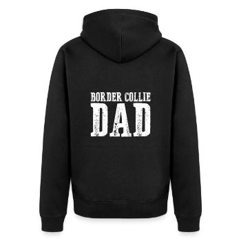 Border Collie Dad - Unisex Premium Bio Zip Hoodie - Schwarz - Hinten - Nico (187cm)