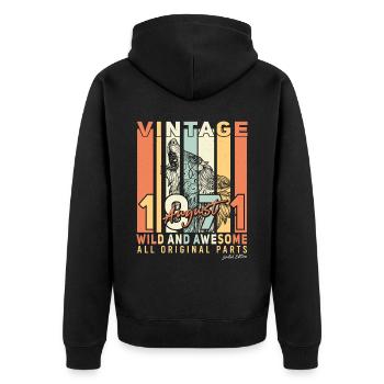 Rétro 1971 Août - Veste à capuche bio Premium Unisexe - noir - Dos - Nico (187cm)
