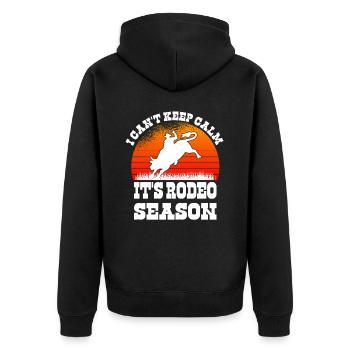 Rodeo Western Cowboy Wilder Westen Retro Pferd - Unisex Premium Bio Zip Hoodie - Schwarz - Hinten - Nico (187cm)