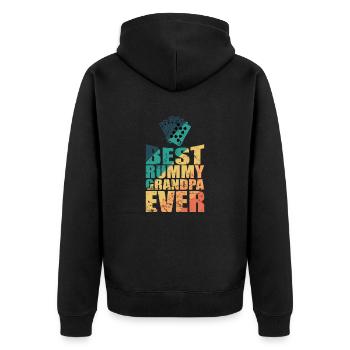 Best Rummy Grandpa ever Kartenspiel Romme - Unisex Premium Bio Zip Hoodie - Schwarz - Hinten - Nico (187cm)