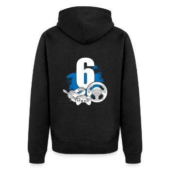 Spielcontroller 6 Jahre alter Gamer - Unisex Premium Bio Zip Hoodie - Schwarz - Hinten - Nico (187cm)