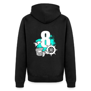 Pirate 8 year old pirates treasure 8th birthday - Unisex Premium Organic Zip Hoodie - black - Back - Nico (187cm)