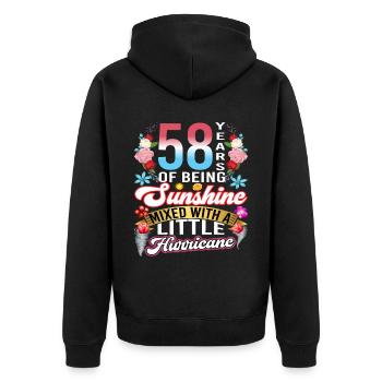58 Jahre Sonnenschein Gemischt Mit Kleinem - Unisex Premium Bio Zip Hoodie - Schwarz - Hinten - Nico (187cm)