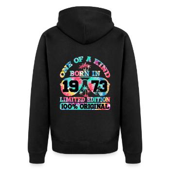 Unique Born 1973 Édition Limitée Été - Veste à capuche bio Premium Unisexe - noir - Dos - Nico (187cm)