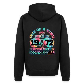 Unique Born 1972 Limited Edition Summer - Unisex Premium Organic Zip Hoodie - black - Back - Nico (187cm)
