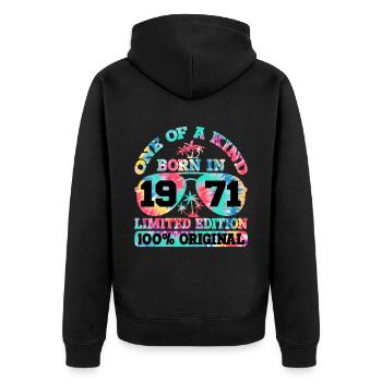 Unique Born 1971 Édition Limitée Été - Veste à capuche bio Premium Unisexe - noir - Dos - Nico (187cm)
