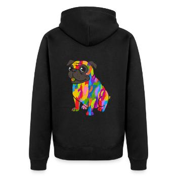 Pug Colorful - Unisex Premium Organic Zip Hoodie - black - Back - Nico (187cm)