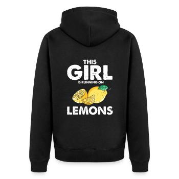 Lemonade Zitrone Limonade Limonaden Stand Design - Unisex Premium Bio Zip Hoodie - Schwarz - Hinten - Nico (187cm)