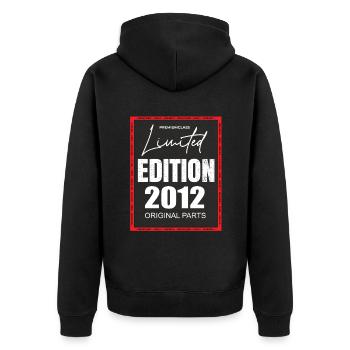 Limited Edition 2012 - Unisex Premium Bio Zip Hoodie - Schwarz - Hinten - Nico (187cm)