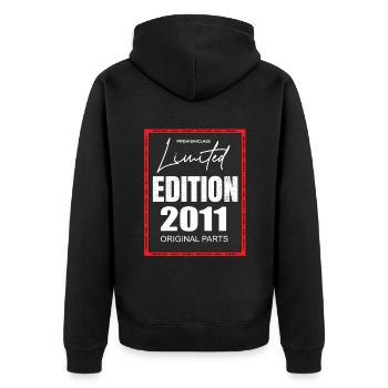 Limited Edition 2011 - Unisex Premium Bio Zip Hoodie - Schwarz - Hinten - Nico (187cm)