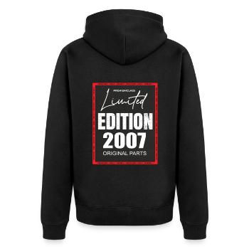 Limited Edition 2007 - Unisex Premium Bio Zip Hoodie - Schwarz - Hinten - Nico (187cm)