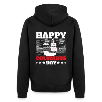 Christopher Columbus - Unisex Premium Bio Zip Hoodie - Schwarz - Hinten - Nico (187cm)
