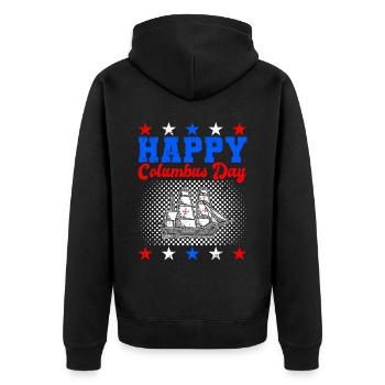 Christopher Columbus - Unisex Premium Bio Zip Hoodie - Schwarz - Hinten - Nico (187cm)