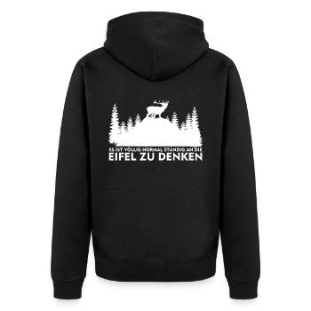 Eifel Eifeler Wandern Berge Eifler - Unisex Premium Bio Zip Hoodie - Schwarz - Hinten - Nico (187cm)