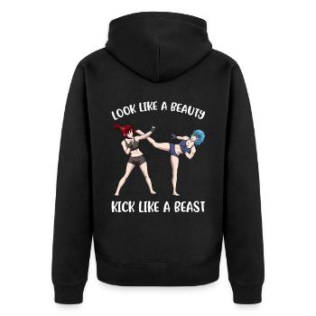 Kick Like A Beast Kickboxing Cadeau - Veste à capuche bio Premium Unisexe - noir - Dos - Nico (187cm)