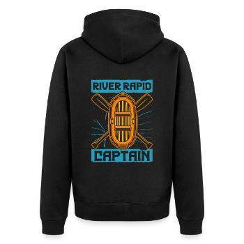 Rafting Wildwasser Kanu Kajak - Unisex Premium Bio Zip Hoodie - Schwarz - Hinten - Nico (187cm)