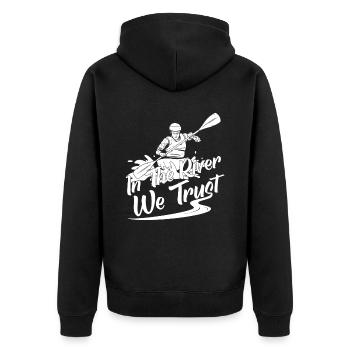 Rafting Wildwasser Kanu Kajak - Unisex Premium Bio Zip Hoodie - Schwarz - Hinten - Nico (187cm)