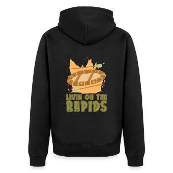 Rafting Wildwasser Kanu Kajak - Unisex Premium Bio Zip Hoodie - Schwarz - Hinten - Nico (187cm)