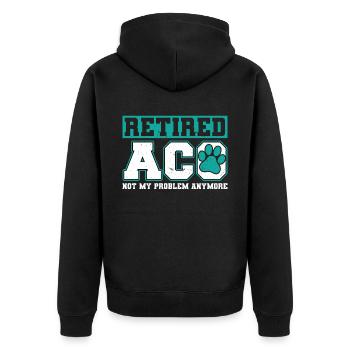 Retired Animal Welfare Officer - Unisex Premium Organic Zip Hoodie - black - Back - Nico (187cm)
