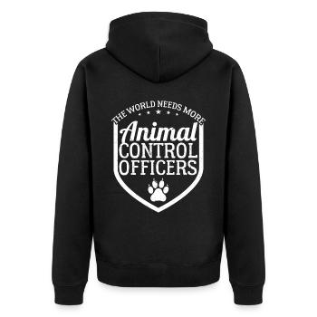 The world needs more animal welfare officers - Unisex Premium Organic Zip Hoodie - black - Back - Nico (187cm)
