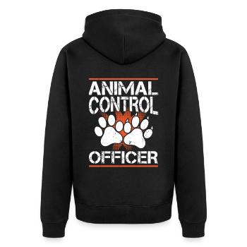 Animal Control Officer - Unisex Premium Organic Zip Hoodie - black - Back - Nico (187cm)