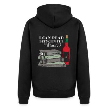 Bücher Lesen Wein Weinliebhaber Bücherwurm Buch - Unisex Premium Bio Zip Hoodie - Schwarz - Hinten - Nico (187cm)