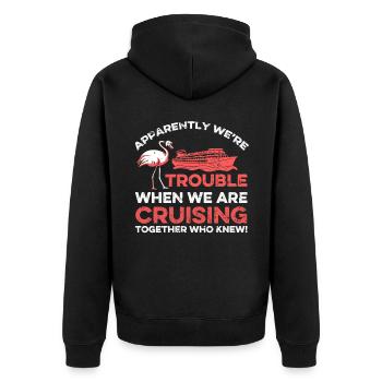 Kreuzfahrt - Unisex Premium Bio Zip Hoodie - Schwarz - Hinten - Nico (187cm)