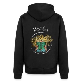Leseratte Bücher Literatur Romane Leseratte - Unisex Premium Bio Zip Hoodie - Schwarz - Hinten - Nico (187cm)