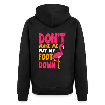 Flamingo Lustiges Flamingo Vogel Geschenk - Unisex Premium Bio Zip Hoodie - Schwarz - Hinten - Nico (187cm)