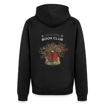 Buchclub Lesen Literatur Bücherwurm Leseratte - Unisex Premium Bio Zip Hoodie - Schwarz - Hinten - Nico (187cm)