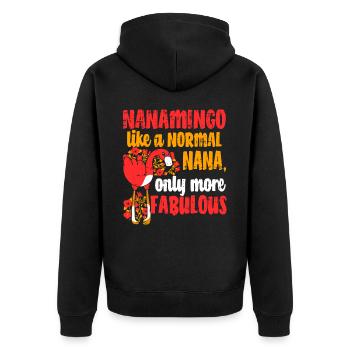 Thomas Jefferson - Unisex Premium Bio Zip Hoodie - Schwarz - Hinten - Nico (187cm)